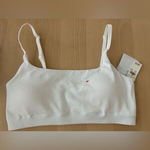 White Ribbed Aerie Bralette